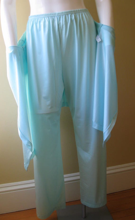 PAJAMA SET 1970s vintage Vanity Fair blue-green n… - image 3