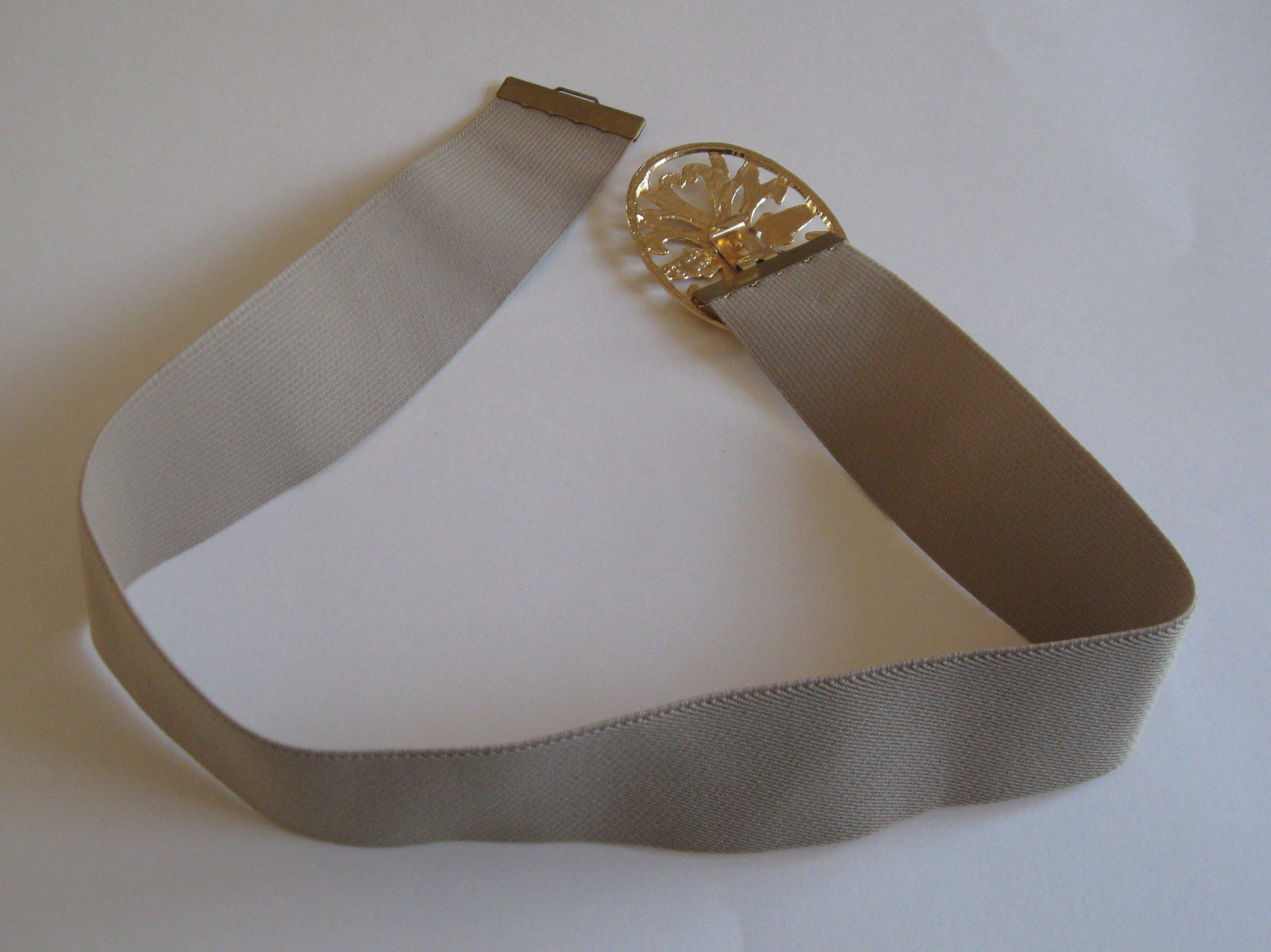 BEIGE STRETCH BELT 1980s Vintage Day Lor Cinch With Big  display picture 1