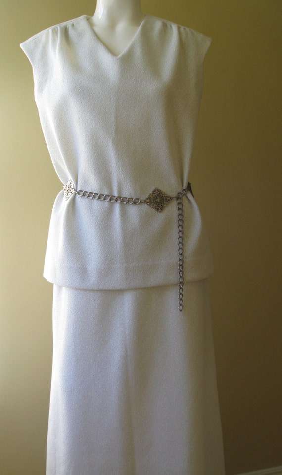 SILVER MAXI DRESS swinging 1960s-70s vintage 2-pi… - image 1