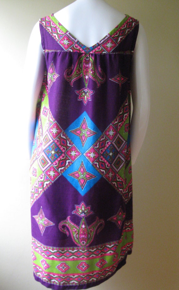 HIPPIE DRESS 1960s-70s vintage purple boho shift … - image 2