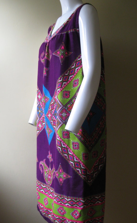 HIPPIE DRESS 1960s-70s vintage purple boho shift … - image 3