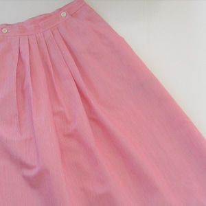 STRIPED MIDI SKIRT 1970s-80s vintage preppy Brookvalley pink A-line size small
