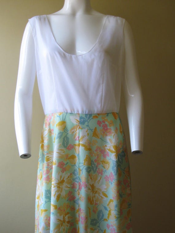 PASTEL FLORAL DRESS 1970s vintage Orsini two-piec… - image 3