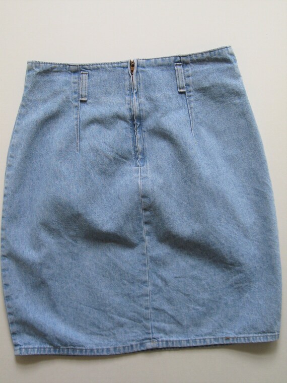 Faded Effect Vintage High Waist Mini Denim Skirt