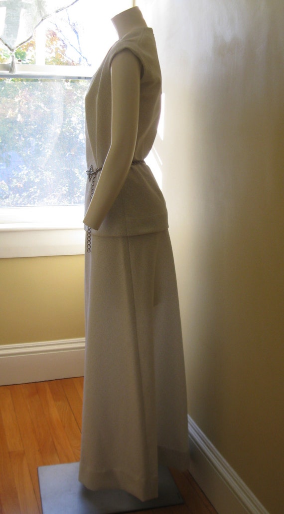 SILVER MAXI DRESS swinging 1960s-70s vintage 2-pi… - image 4