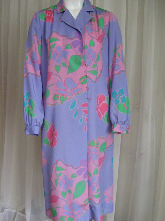 MOD PRINT SHIRTDRESS 1970s-80s vintage Tanner pur… - image 1