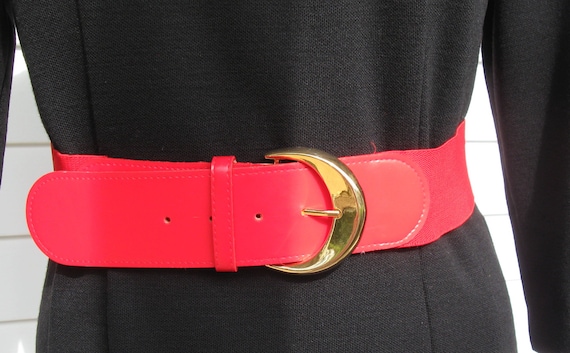 Vintage Red Leather Cinch Belt Vintage 80s Red Leather Cinch Belt, La Gardenia Modena Italy  main image 4