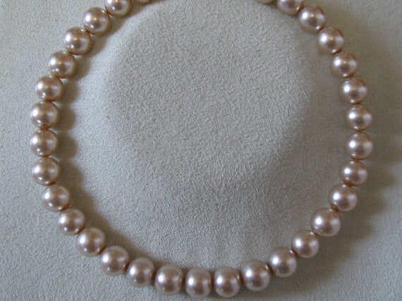 1920s Sterling Silver Clasp Glass Faux Pearls Necklace Vintage 18 Inch
