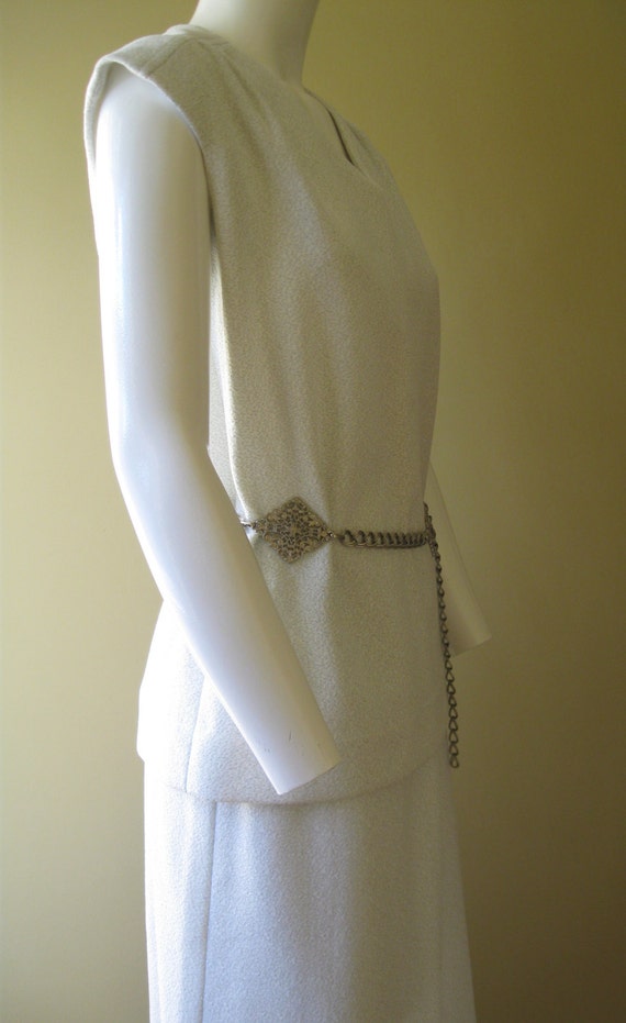 SILVER MAXI DRESS swinging 1960s-70s vintage 2-pi… - image 3