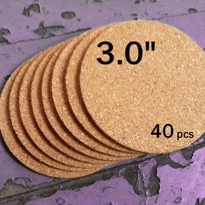 3.0&quot; x 1/8&quot; ROUND Blank Cork Coasters - Set of 40