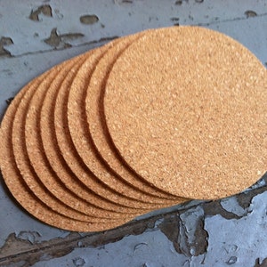 3.0 x 1/8 ROUND Blank Cork Coasters Set of 10 image 3