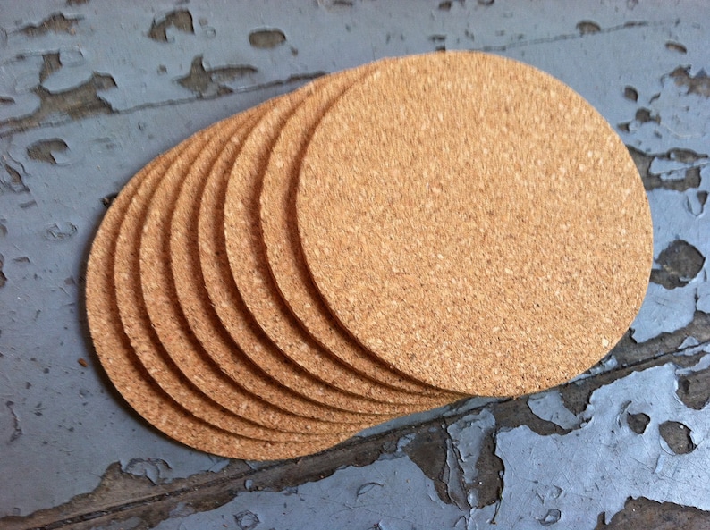 3.0 x 1/8 ROUND Blank Cork Coasters Set of 10 image 3