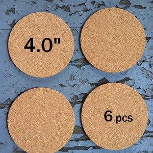 4.0&quot; x 1/8&quot; ROUND Blank Cork Coasters - Set of 6