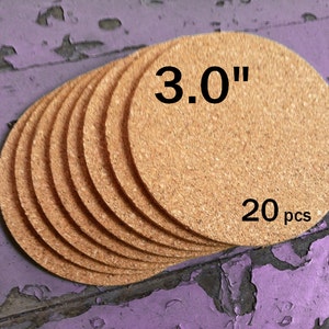 3.0&quot; x 1/8&quot; ROUND Blank Cork Coasters - Set of 20