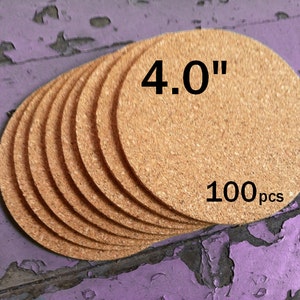 4.0&quot; x 1/8&quot; ROUND Blank Cork Coasters - Set of 100