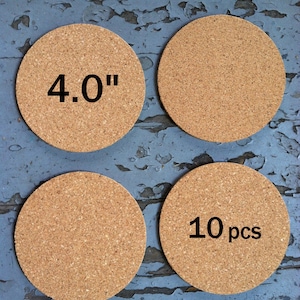 4.0&quot; x 1/8&quot; ROUND Blank Cork Coasters - Set of 10