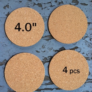 4.0&quot; x 1/8&quot; ROUND Blank Cork Coasters - Set of 4