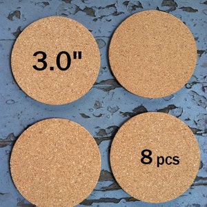 3.0" x 1/8" ROUND Blank Cork Coasters - Set of 8