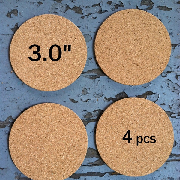 3.0" x 1/8" ROUND Blank Cork Coasters - Set of 4