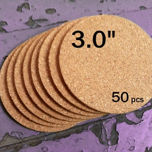 3.0&quot; x 1/8&quot; ROUND Blank Cork Coasters - Set of 50