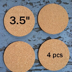 3.5&quot; x 1/8&quot; ROUND Blank Cork Coasters - Set of 4