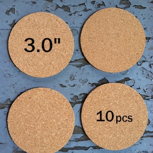 3.0 x 1/8 ROUND Blank Cork Coasters Set of 10 image 1