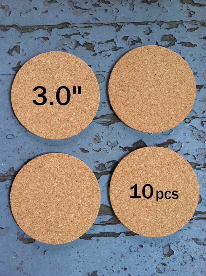 3.0 x 1/8 ROUND Blank Cork Coasters Set of 10 image 1