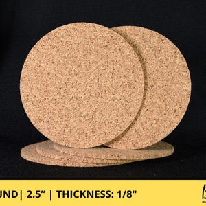2.5&quot; x 1/8&quot; ROUND Blank Cork Coasters - Set of 10