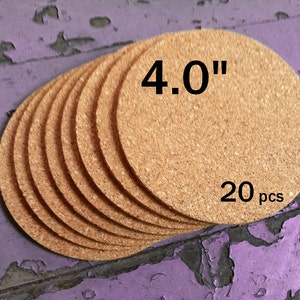 4.0&quot; x 1/8&quot; ROUND Blank Cork Coasters - Set of 20