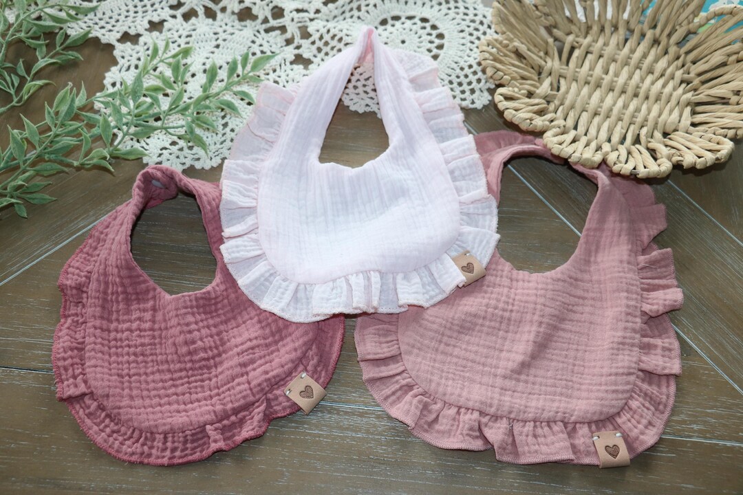 Muslin Ruffled Bibs Soft Muslin Baby Bib | Gauze Cotton Bib | Handmade Baby Accessory ...