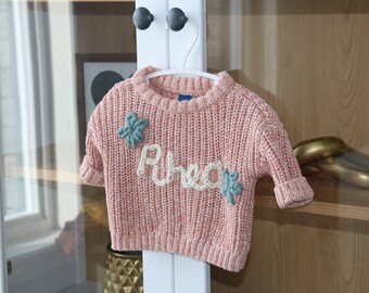 Baby name sweater, personalized baby sweater, oversized baby, name sweater, baby shower gift, embroidered baby sweater, coming home outfit