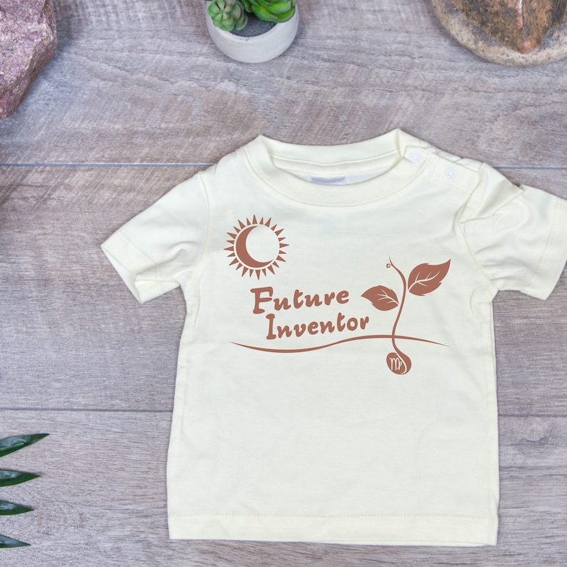 Custom Made to Order Virgo Sun Astrology Baby T-Shirt Child/'s Birthday Future Inventor Zodiac Gift Kids clothes Bright Futures