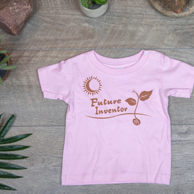 Custom Made to Order Virgo Sun Astrology Baby T-Shirt Child/'s Birthday Future Inventor Zodiac Gift Kids clothes Bright Futures