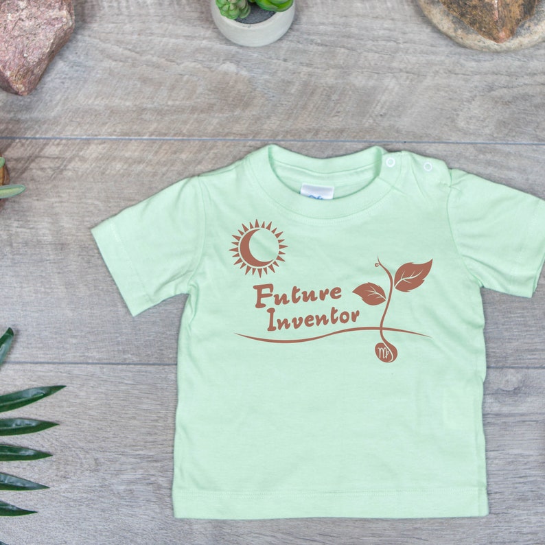 Custom Made to Order Virgo Sun Astrology Baby T-Shirt Child/'s Birthday Future Inventor Zodiac Gift Kids clothes Bright Futures