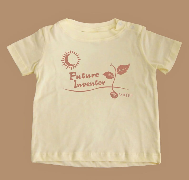 Custom Made to Order Virgo Sun Astrology Baby T-Shirt Child/'s Birthday Future Inventor Zodiac Gift Kids clothes Bright Futures