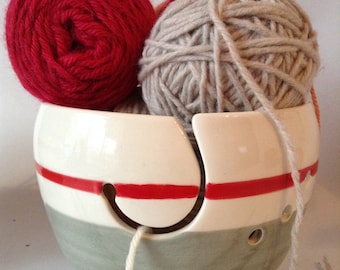 Yarn bowl - Knitting Bowl With Holes for knitting needles - Crochet Yarn Holder Bowl  ideal for punch needle