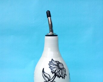 The Oil or Vinegar white Bottle with flower patterns, with or without inscription