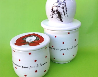 Le Beurrier breton du chaperon rouge tourné à la main fait de porcelaine résistante