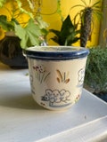 French butter dish with handprinted sheeps