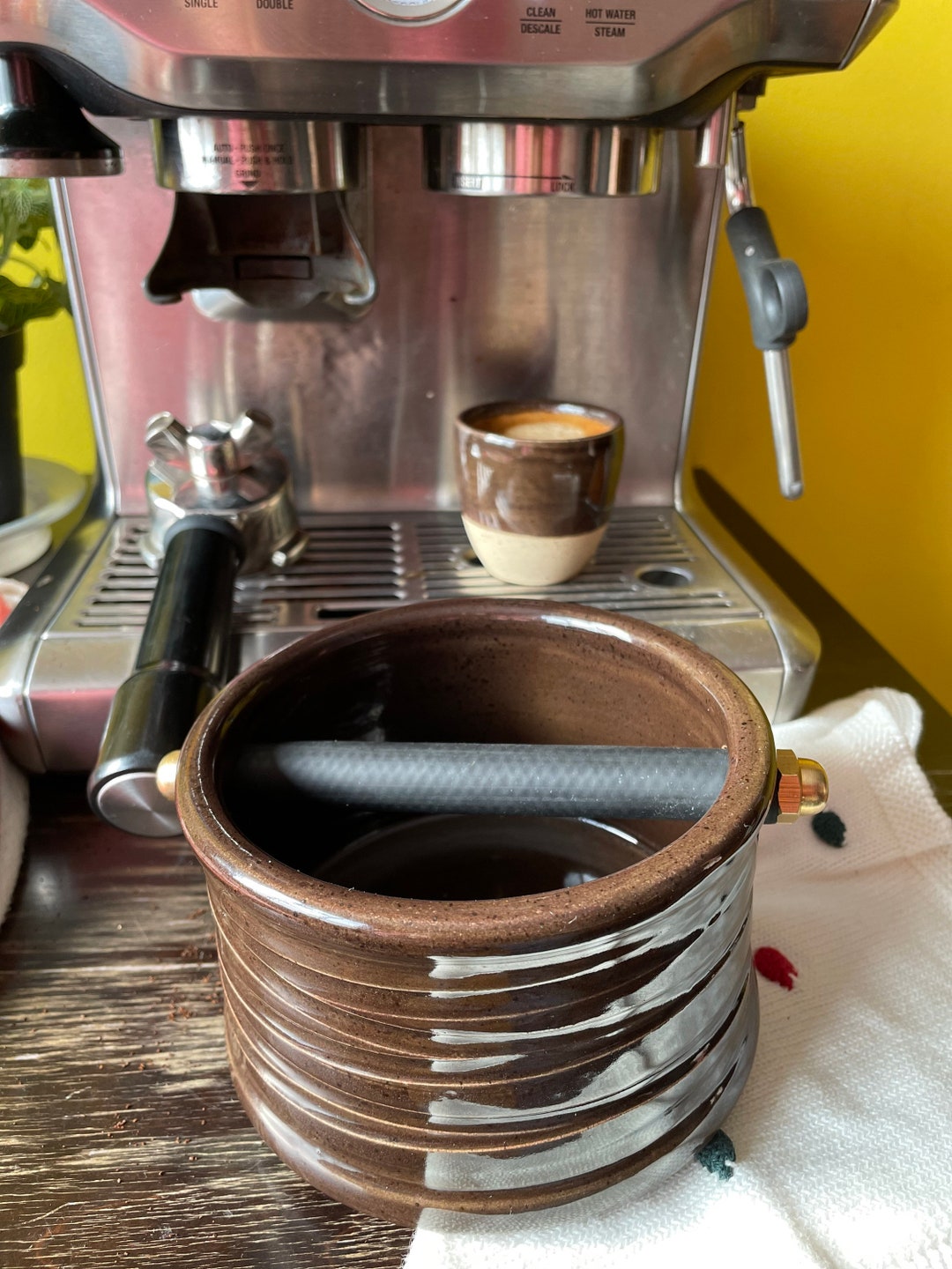 Knock Box Handmade in Ceramic Porcelain, Chocolate Brown Colour Glaze Etsy