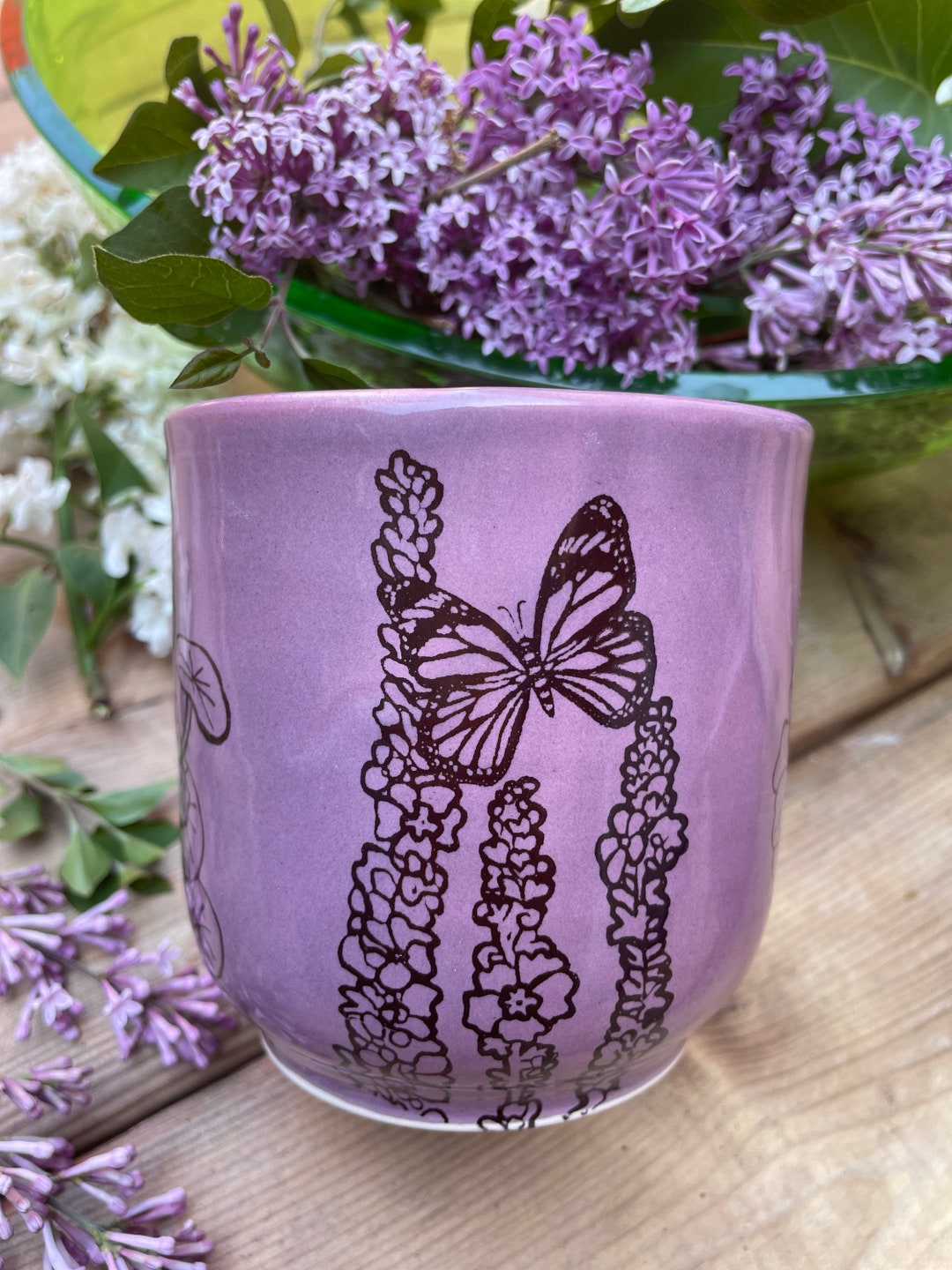 French Butter Dish Made in Porcelain With Lid With Mauve Etsy