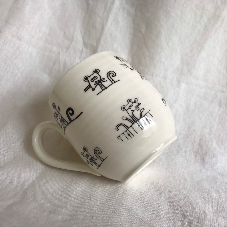 Rat mug, made of hand-trowned porcelain.rat design with an inscription left handed or right handed image 6