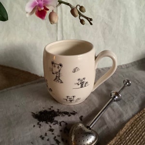 Rat mug, made of hand-trowned porcelain.rat design with an inscription left handed or right handed image 10