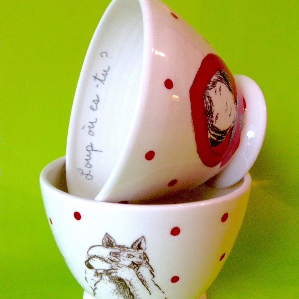 Perfect for a nice bowl of coffee or hot chocolate! Cafe au lait bowls with the little red riding hood,