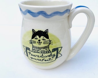 Celebrate Catitude: 'Pawsitively Purrfect' Porcelain Mug"