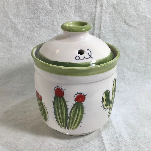 Le pot à ail du chalet avec motif de cactus