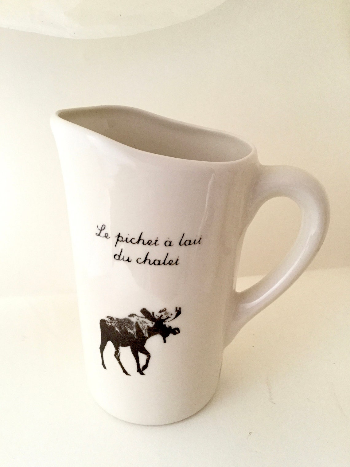 Ceramic Pitcher for Milk Bag With a Moose and a Spruce Branch Etsy