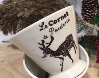 Ceramic vintage  poutine Bowl or with special cheese Quebecer recipe