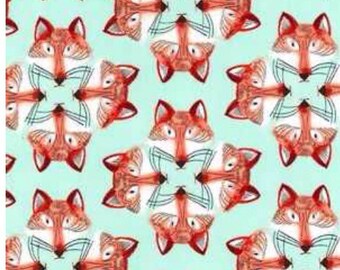 Turquoise fox fabric, Out Foxed by Michael Miller