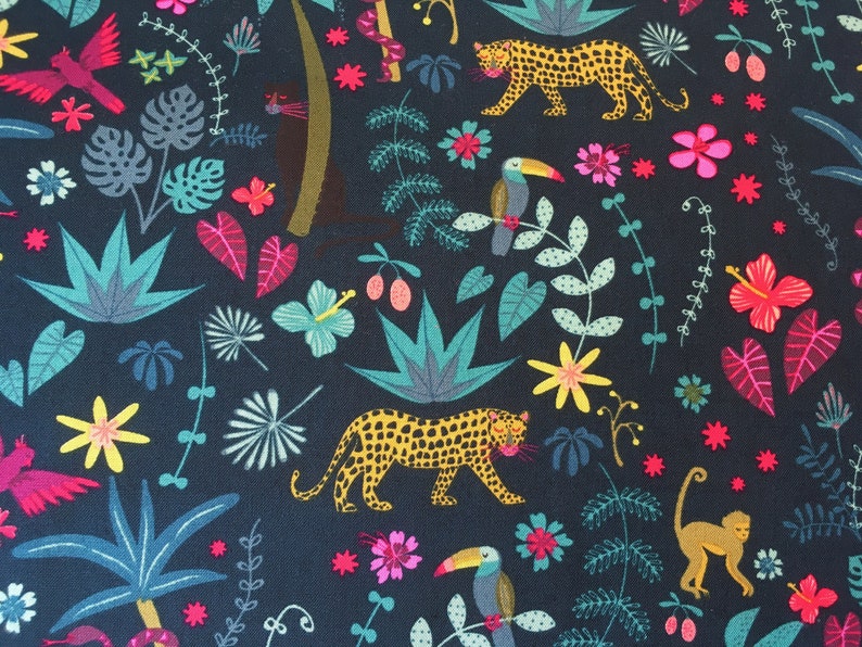 Jungle fabric Night Jungle from Dashwood Studio which is Etsy